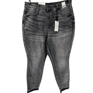 NWT Judy Blue Skinny Jeans 16W Gray Denim Washed Black Tummy Control